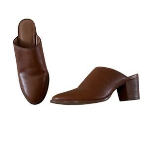 Madewell Brown Leather Block Heel Mule Sz 6.5